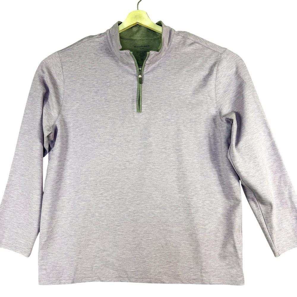 Mizzen+Main Sweater Mens 2XL Purple Heather Quarter Zip‎ Pullover Stretch Soft